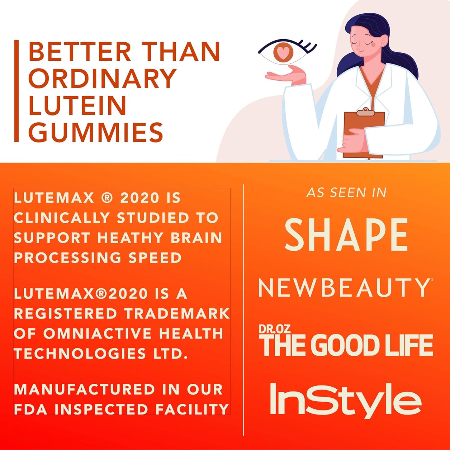 Vegan Eye Care Gummies with Lutein & Zeaxanthin for Vision Clarity & Blue Light Support