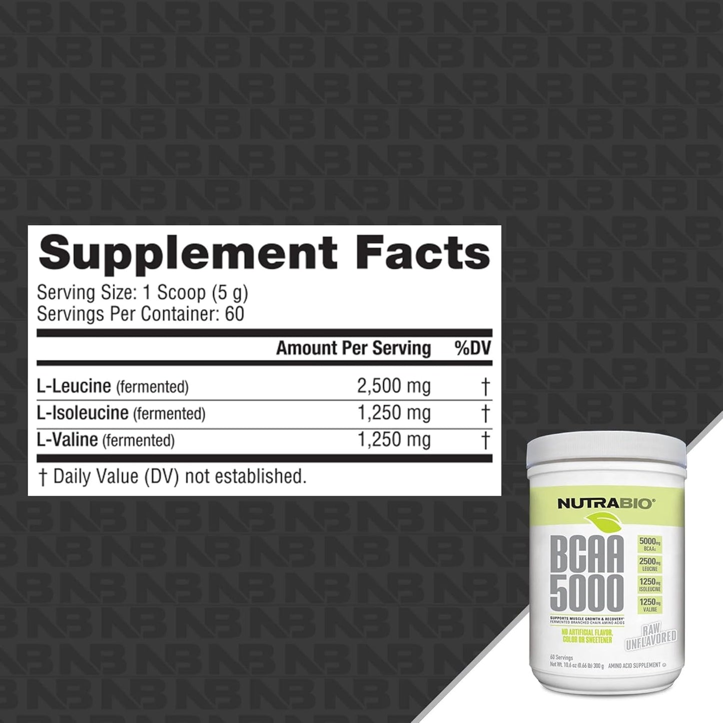 Vegan Fermented BCAA 5000 Powder for Muscle Growth & Recovery - Natural Flavors, Sweeteners, Gluten Free - Unflavored, 60 Servings