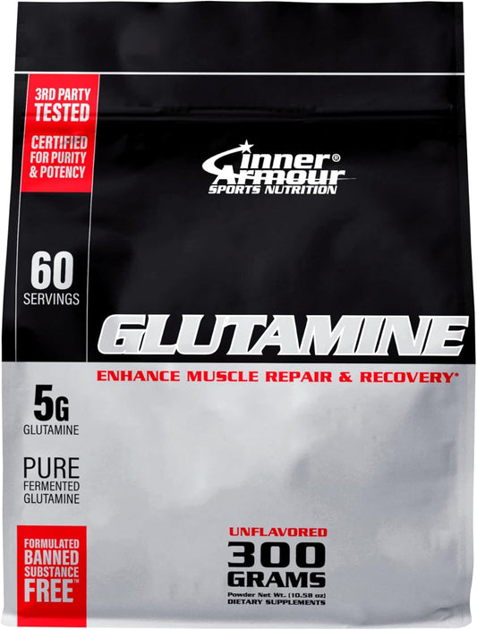 Vegan-Friendly Glutamine Powder for Post-Workout Recovery and Muscle Growth, Immune Support - Fast-Dissolving, Flavor-Free Supplement (300g)