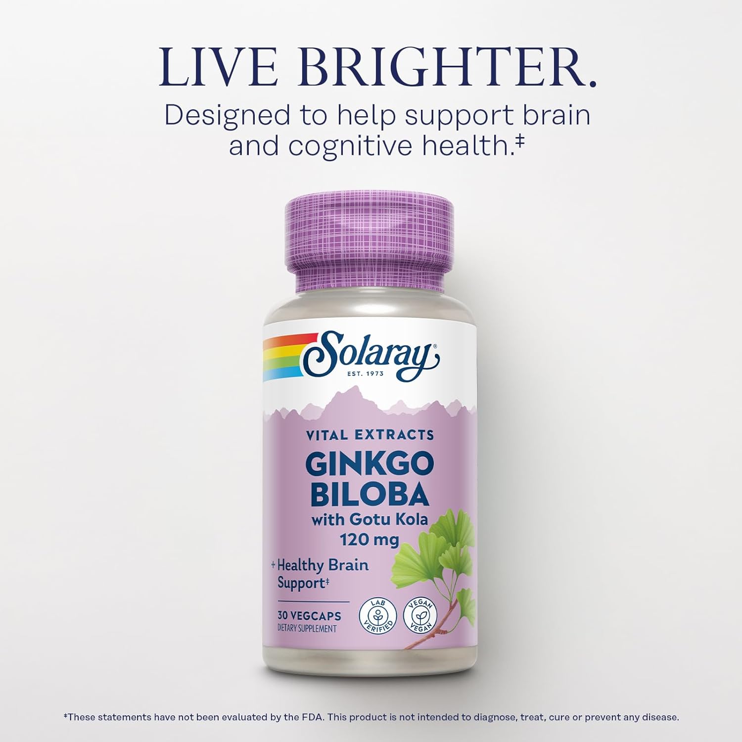 Vegan Ginkgo Biloba Capsules with Gotu Kola for Brain Health - Lab Verified, 30 Servings, 60-Day Guarantee