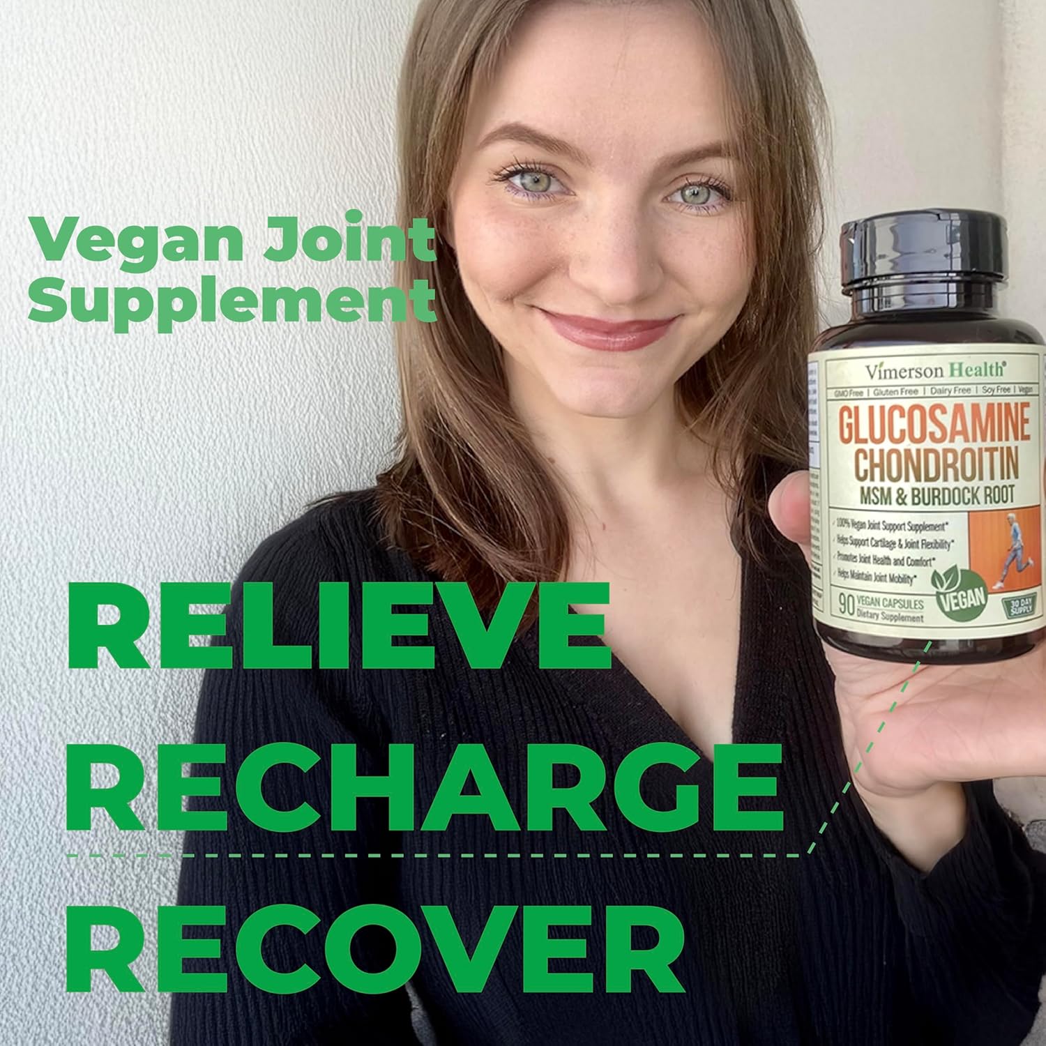 Vegan Glucosamine Chondroitin MSM Supplement with Burdock - Joint Support for Women & Men - Cartilage & Joint Health - 2 Pack