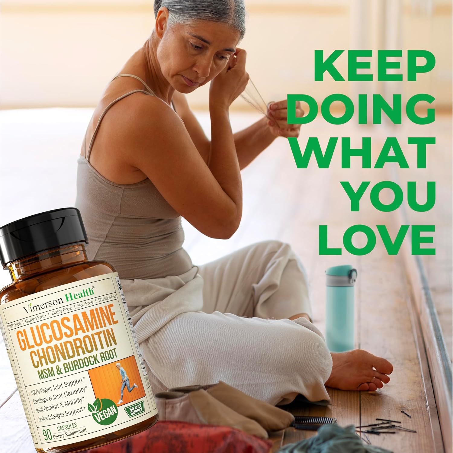 Vegan Glucosamine Chondroitin MSM Supplement with Burdock - Joint Support for Women & Men - Cartilage & Joint Health - 2 Pack