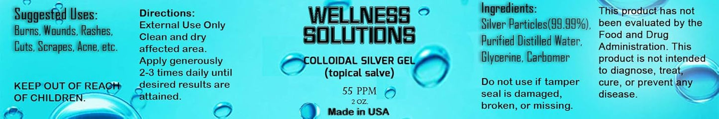 Vegan & Gluten-Free Colloidal Silver Topical Gel for Wellness - 2 oz. Size