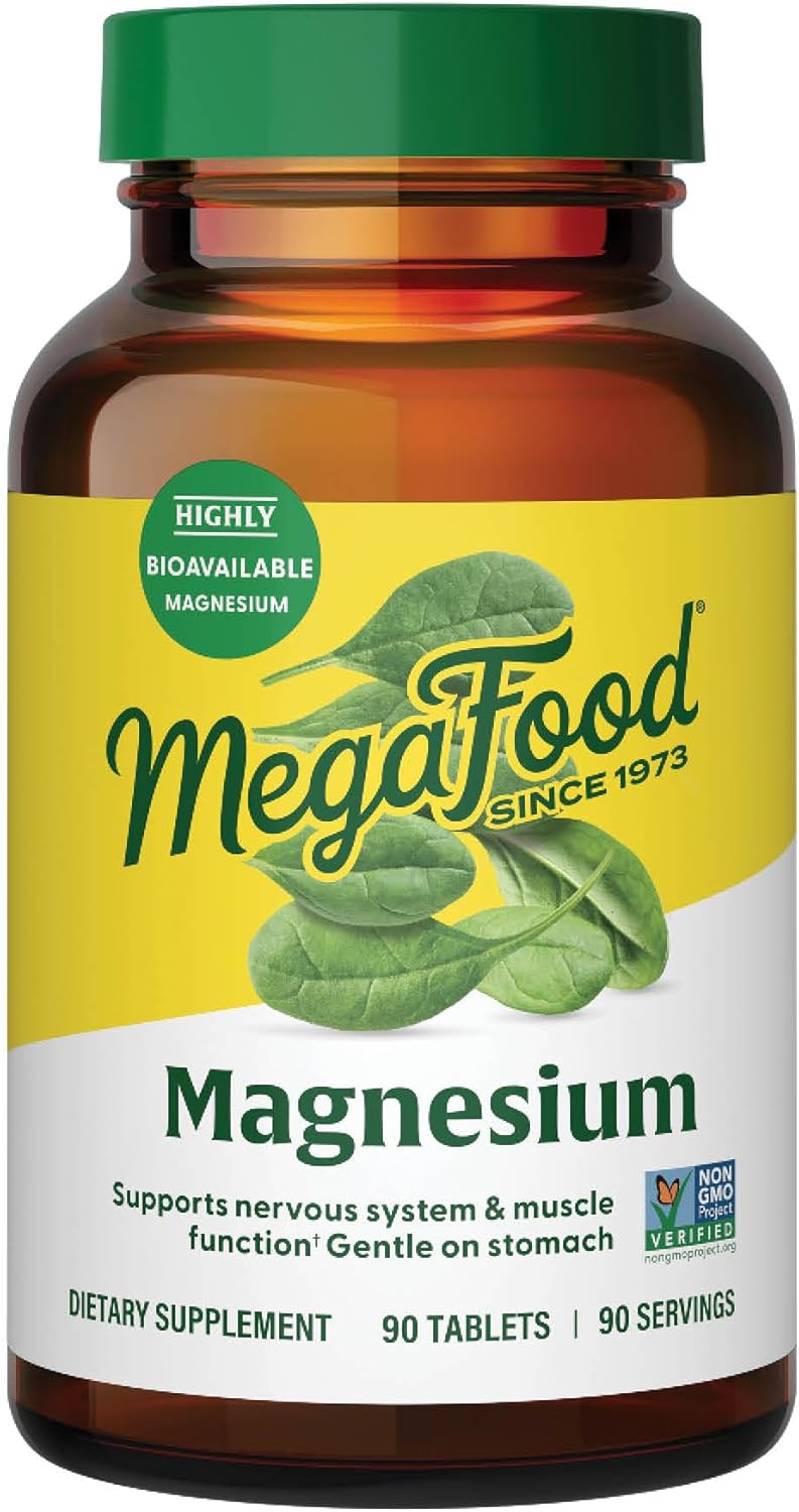 Vegan Gluten-Free Magnesium Supplement - Heart & Nervous System Support - Fermented Magnesium Glycinate - Non-GMO, Kosher - 90 Tabs