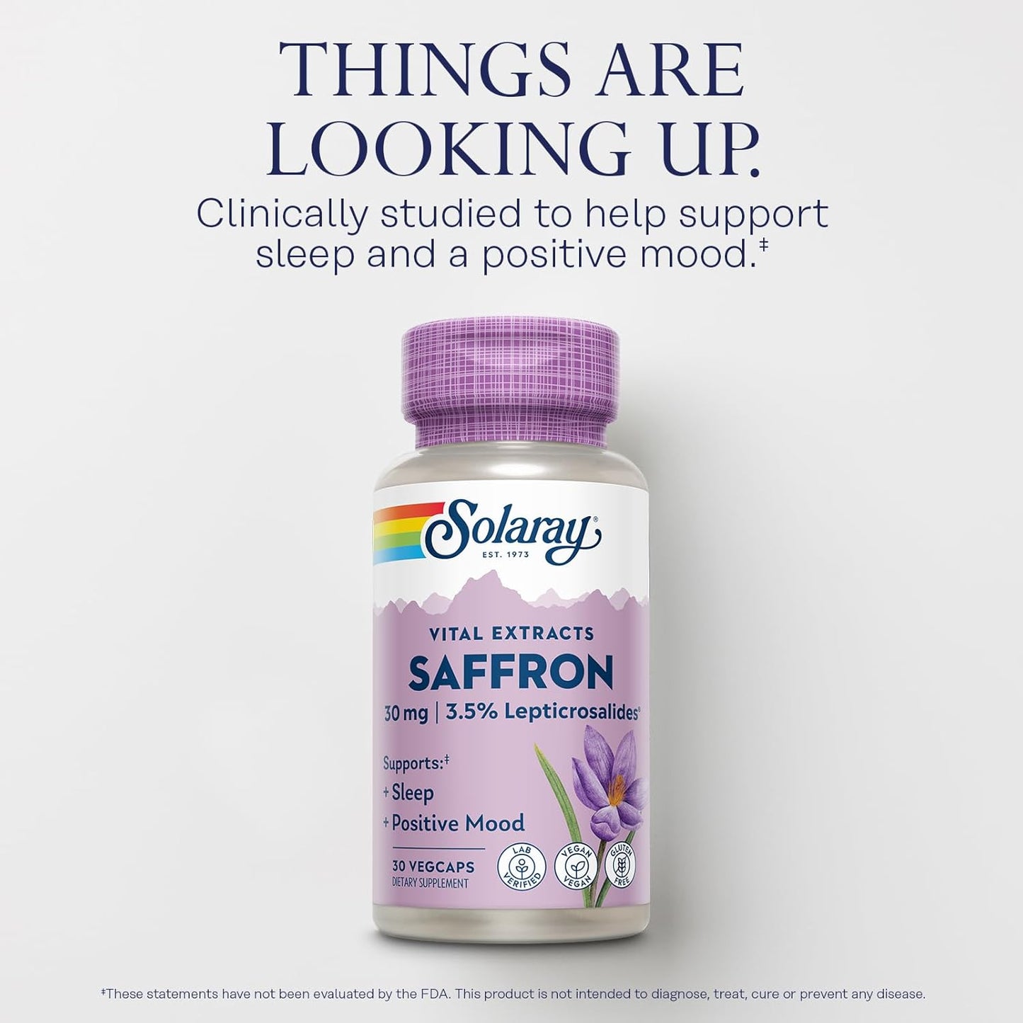 Vegan Gluten-Free Saffron Extract for Sleep and Mood Support - Lab Verified - 60-Day Guarantee - 30 Servings