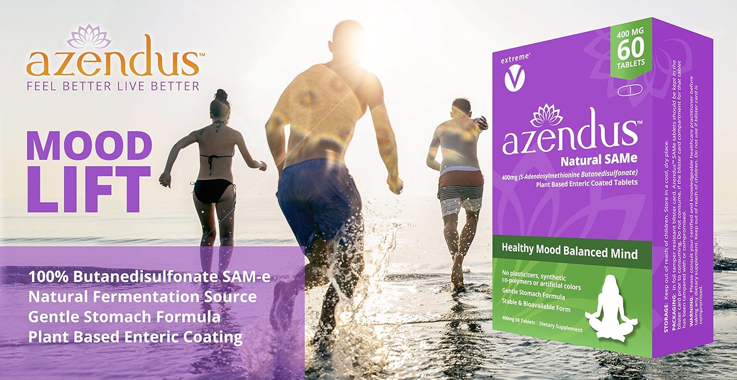 Vegan Gluten Free SAM-e Tablets 400mg - 2 Boxes of 120 Enteric Coated Tablets