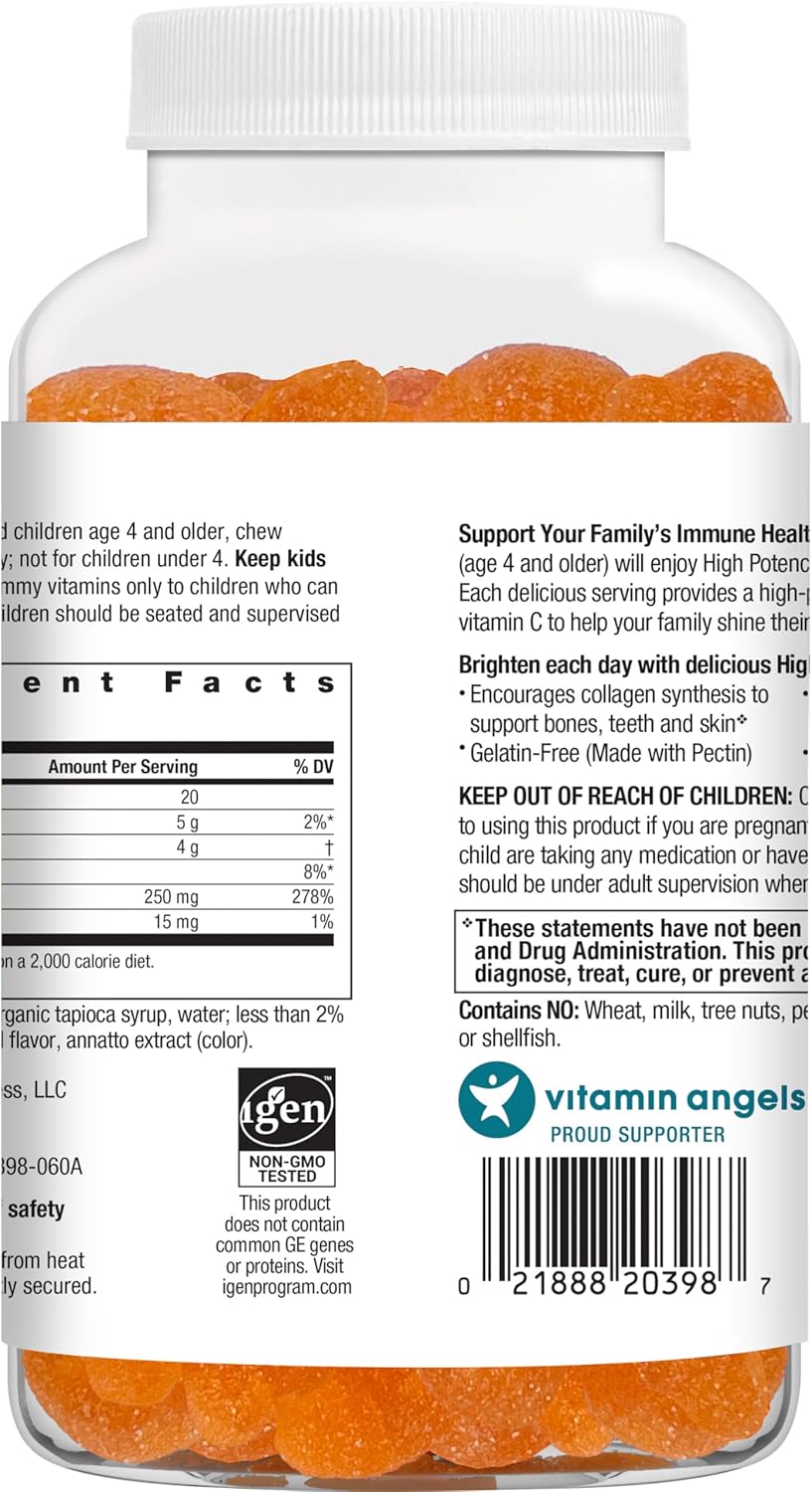 Vegan Gluten-Free Vitamin C Gummies for Immune Support - Rainbow Light High-Potency Gummy Supplement, 60 Count