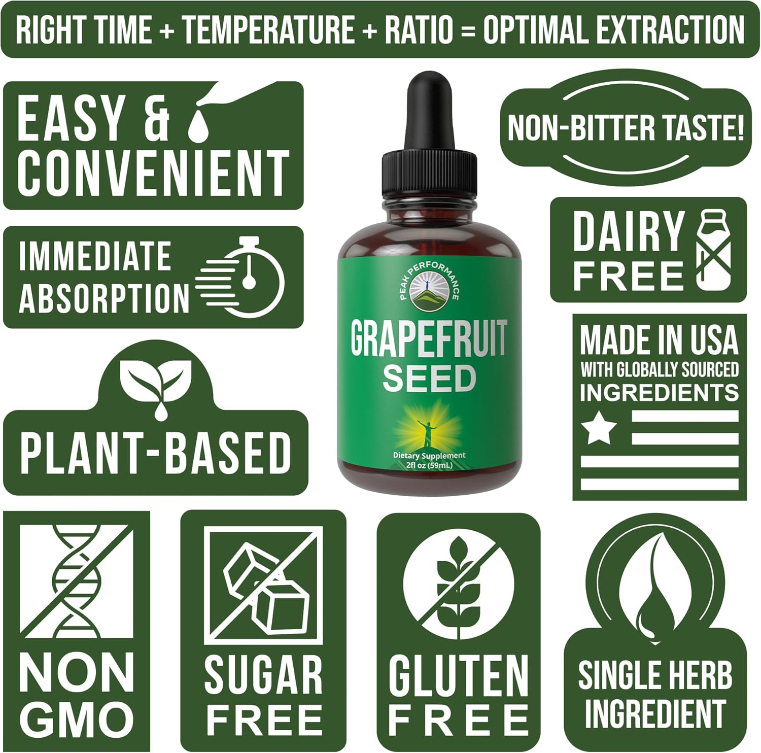 Vegan Grapefruit Seed Extract Liquid Drops for Immune and Digestive Support - Sugar-Free, Non-Bitter Formula for Men and Women - Gluten-Free Oral Supplement