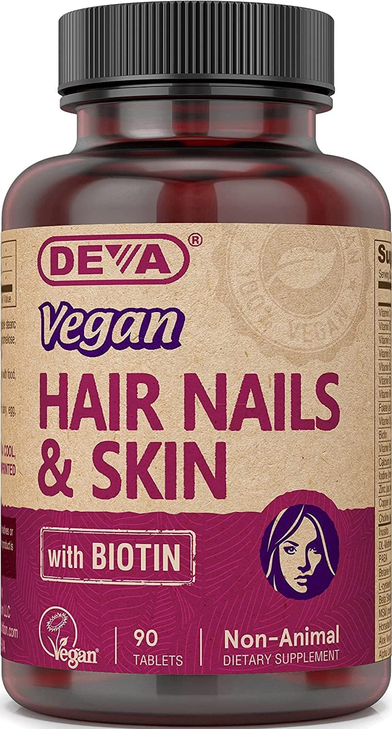 Vegan Hair, Nails & Skin Supplement with Biotin - 90 Tablets