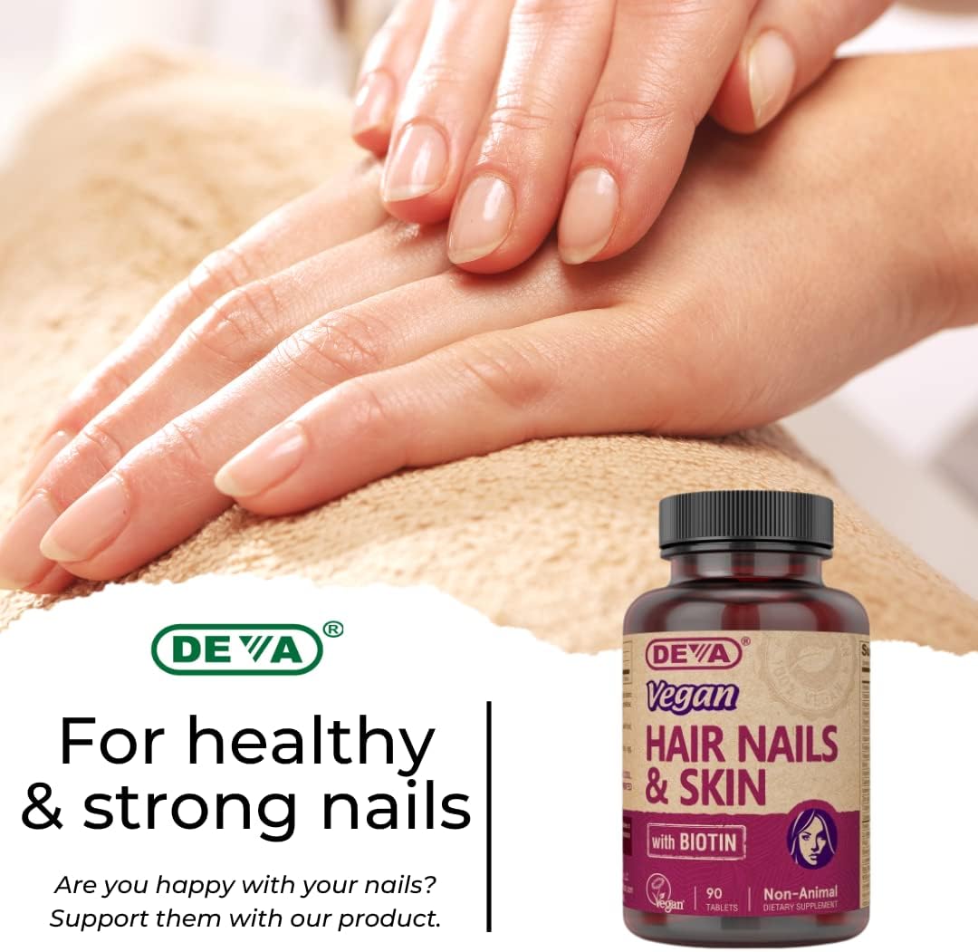 Vegan Hair, Nails & Skin Supplement with Biotin - 90 Tablets