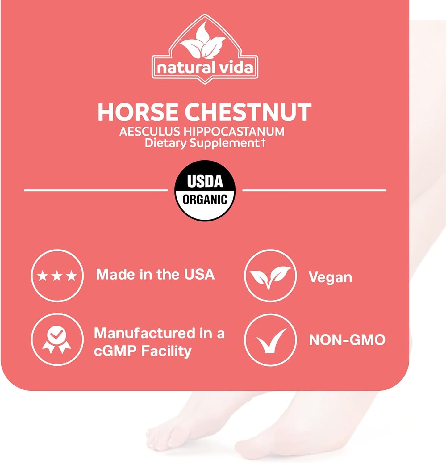 Vegan Horse Chestnut Extract Capsules 1000mg - Aescin 20% Herbal Supplement - Non-GMO, Gluten Free - Two Months Supply (120 Count)