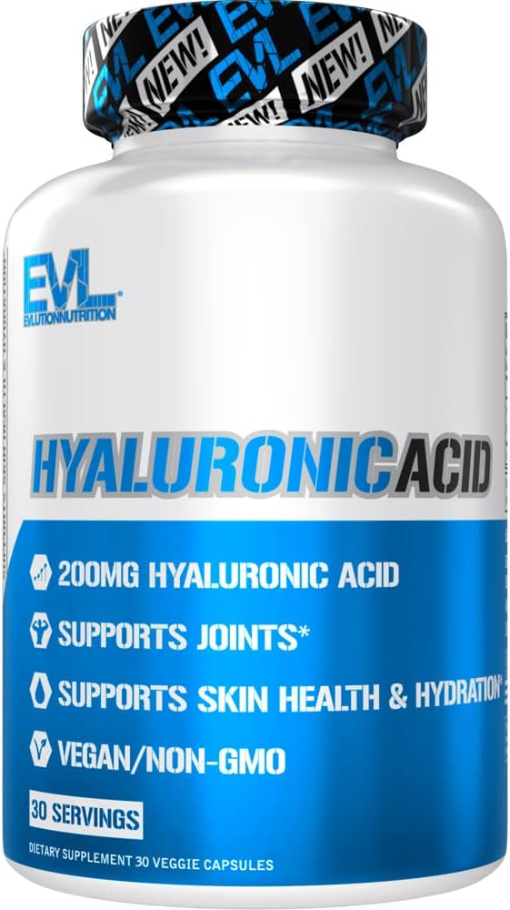 Vegan Hyaluronic Acid Supplement Capsules - 200mg High Potency Dry Skin Nutrition for Women and Men - Bioavailable Non GMO Formula - Itchy Skin Relief