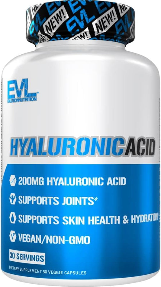 Vegan Hyaluronic Acid Supplement Capsules - 200mg High Potency Dry Skin Nutrition for Women and Men - Bioavailable Non GMO Formula - Itchy Skin Relief