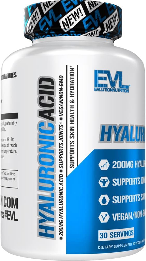 Vegan Hyaluronic Acid Supplement Capsules - 200mg High Potency Dry Skin Nutrition for Women and Men - Bioavailable Non GMO Formula - Itchy Skin Relief