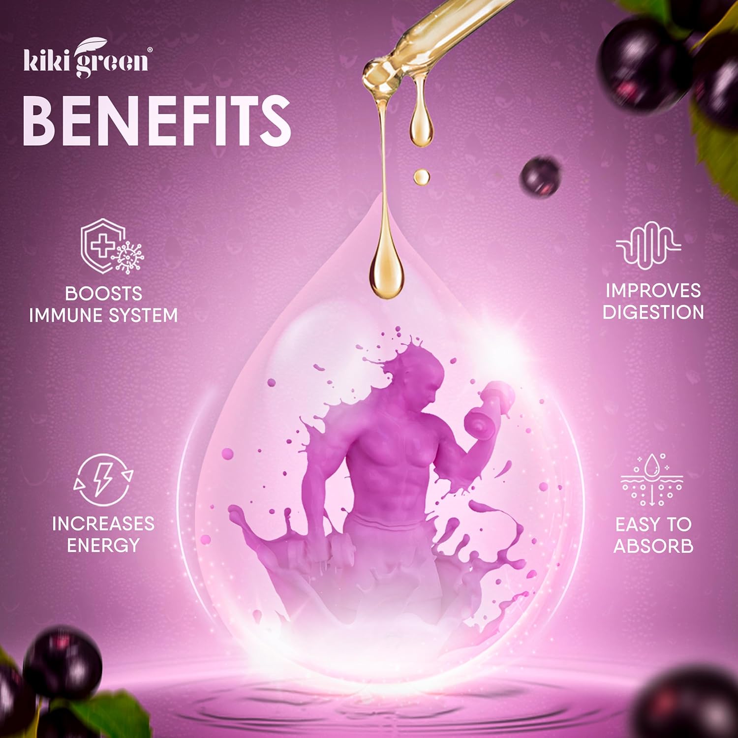 Vegan Immune Support Bundle with Green Sea Moss, Elderberry Powder & Liquid Drops - Immunity & Energy Boost - 6 oz Sea Moss, 2 oz Drops