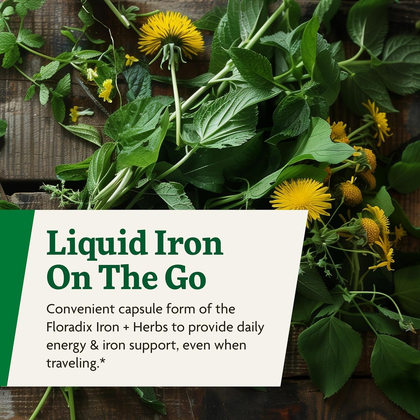 Vegan Iron Supplement with Herbs for Healthy Energy Support - Non-GMO, Gluten-Free, Soy-Free - 60 Liquid Phyto-Caps