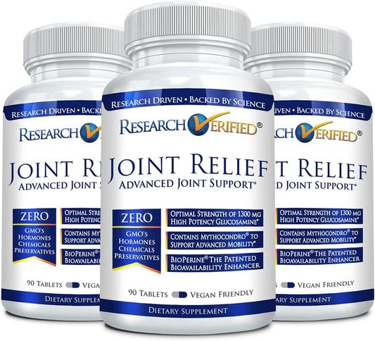 Vegan Joint Support Supplement with Glucosamine, MSM, Turmeric, Boswellia, BioPerine - 270 Capsules - 3 Month Supply