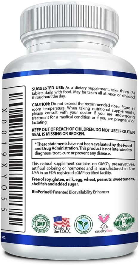 Vegan Joint Support Supplement with Glucosamine, MSM, Turmeric, Boswellia, BioPerine - 90 Capsules - 1 Month Supply