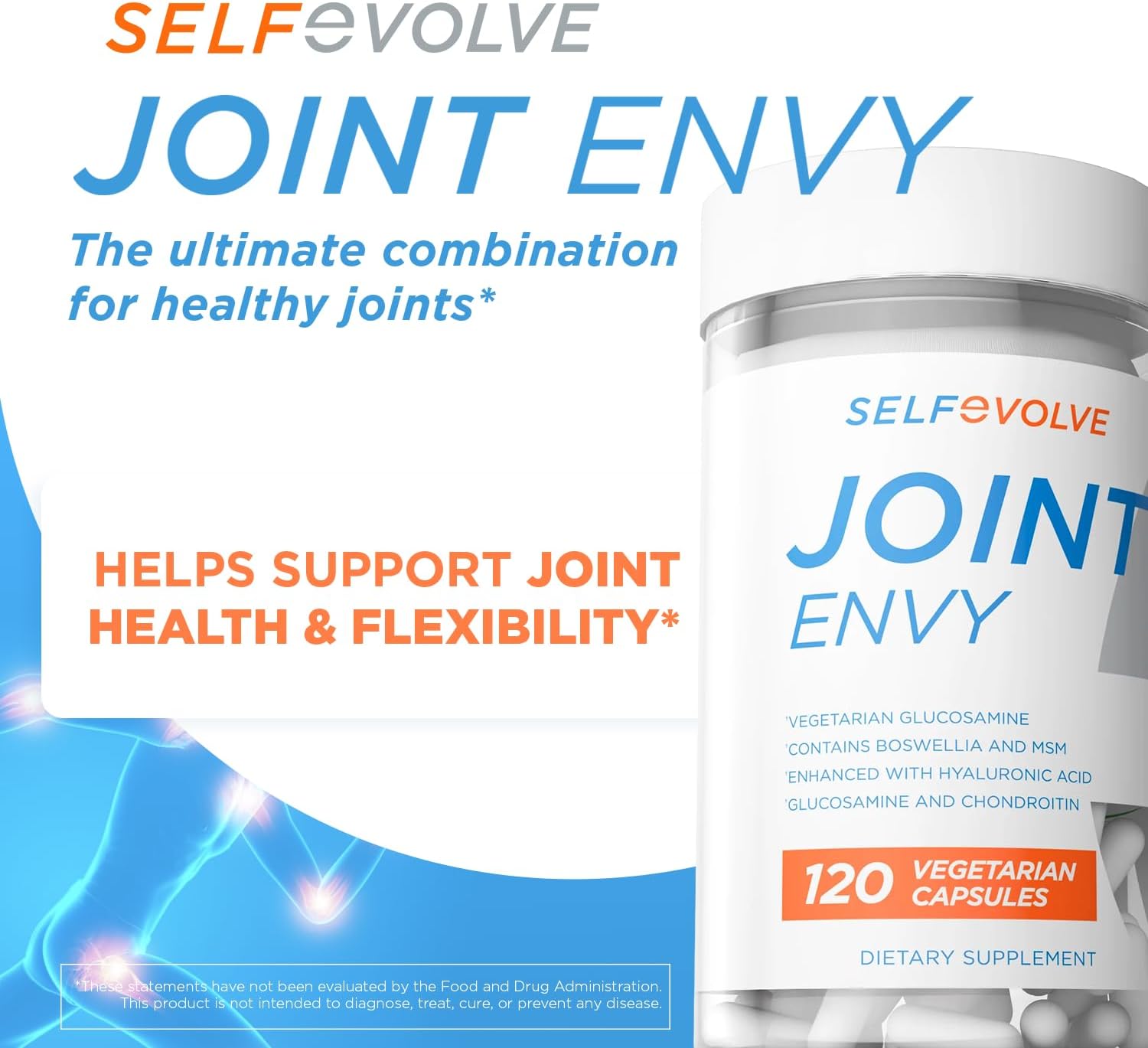 Vegan Joint Support Supplement with Glucosamine, MSM, and Hyaluronic Acid - Non-GMO & Gluten-Free - 120 Capsules