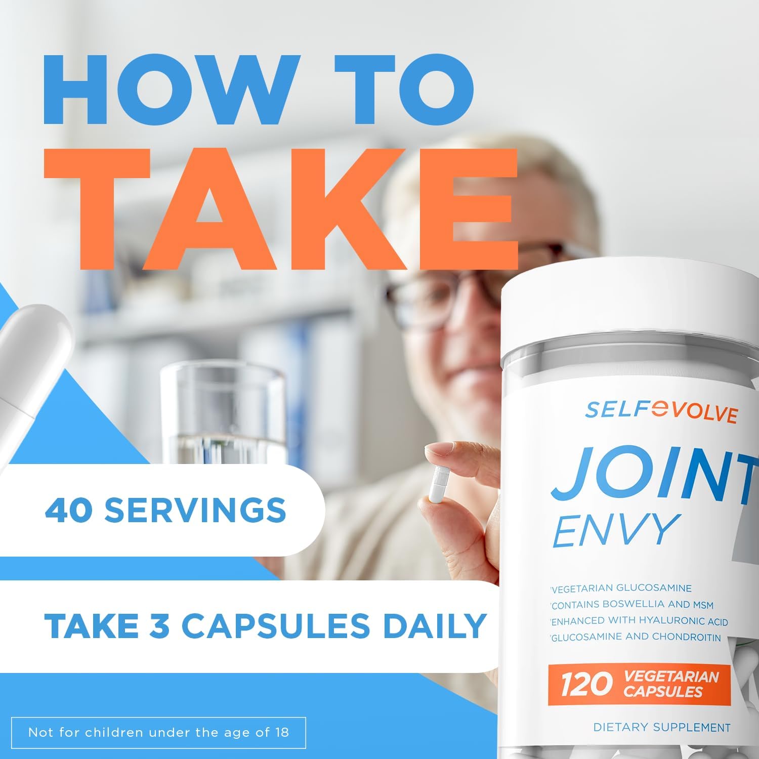 Vegan Joint Support Supplement with Glucosamine, MSM, and Hyaluronic Acid - Non-GMO & Gluten-Free - 120 Capsules