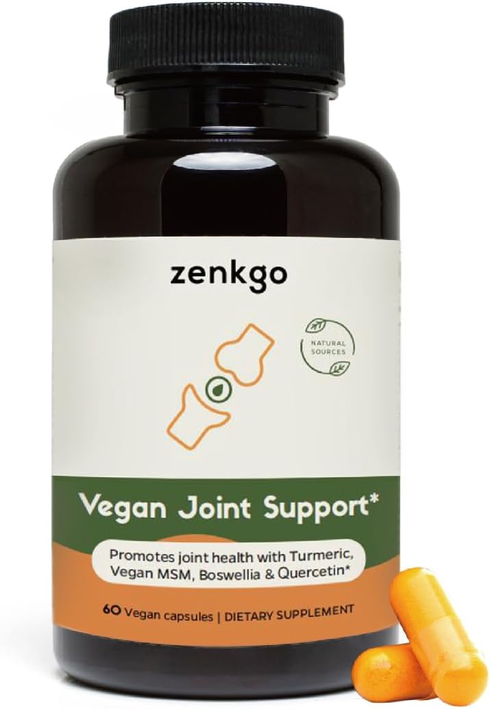 Vegan Joint Support Supplement with Turmeric, MSM, Boswellia, Quercetin - Supports Joint Mobility, Flexibility, and Cartilage Repair for Healthy Aging (60 Count)