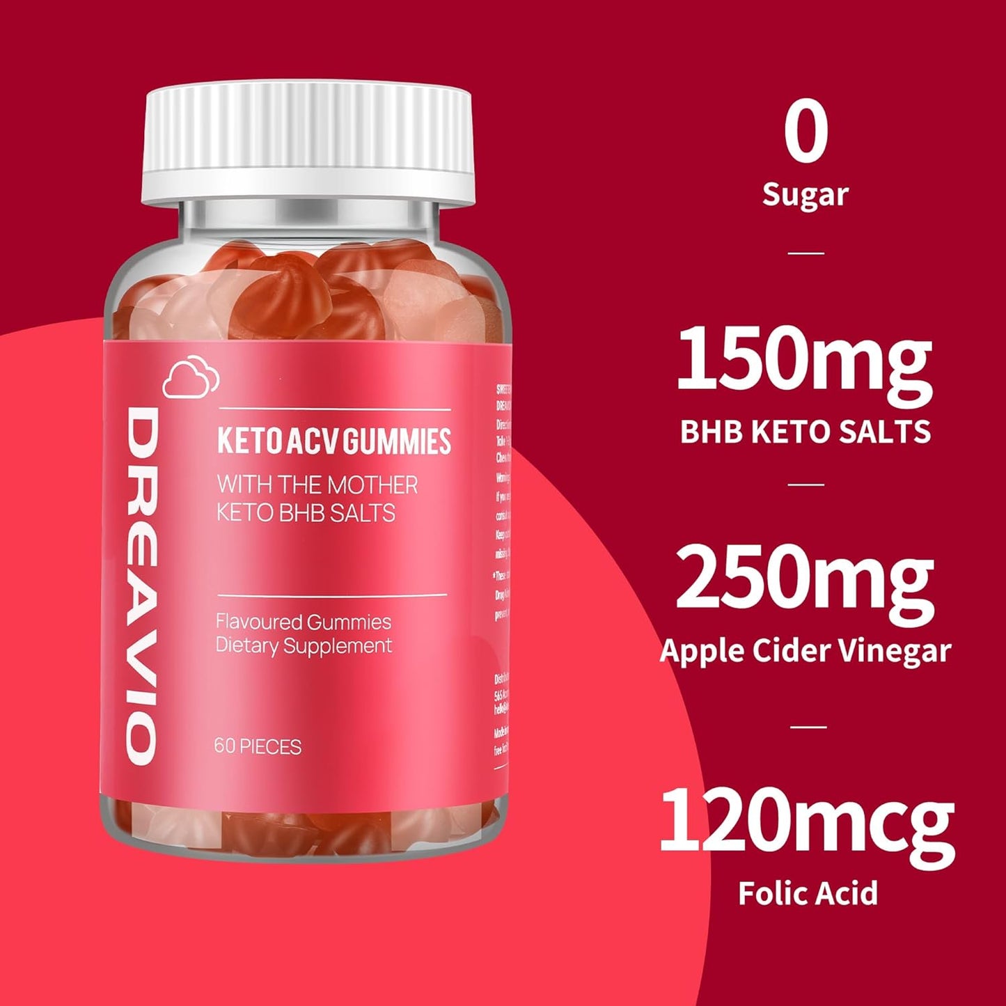 Vegan Keto Apple Cider Vinegar Gummies for Advanced Weight Loss - Sugar Free Supplement for Adults, 120 Gummies