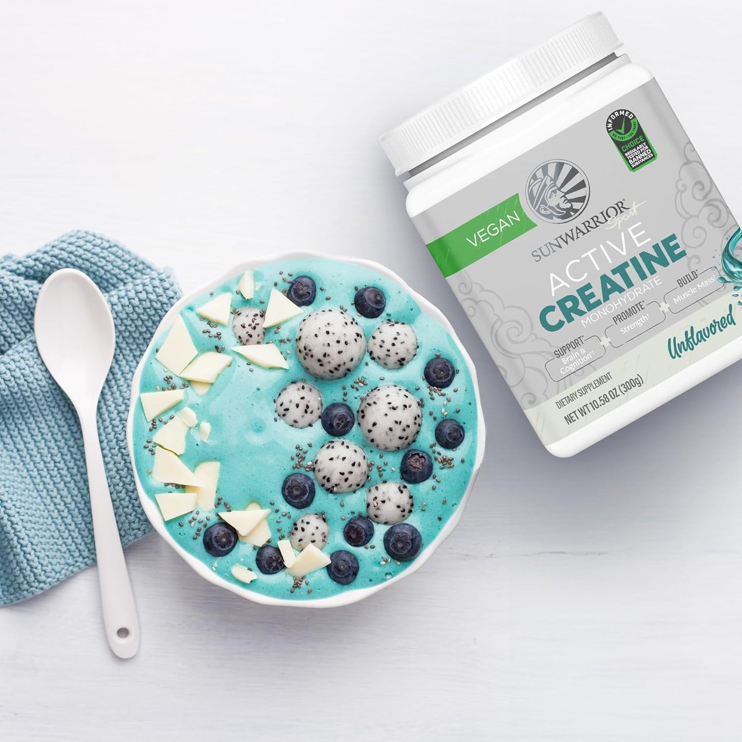 Vegan Keto-Friendly Sunwarrior Micronized Creatine Monohydrate Powder for Muscle Building and Strength Training - 60 Servings, Unflavored