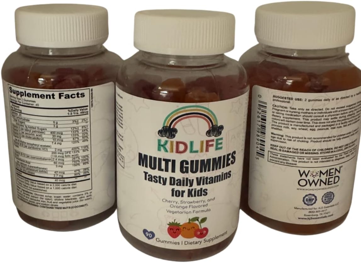 Vegan Kids Daily Gummy Vitamins for Immune Support - 90 Count Soft and Tasty Essentials