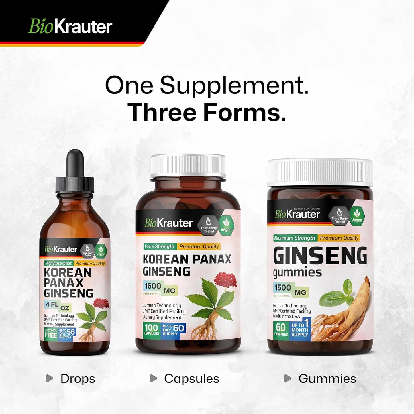 Vegan Korean Red Ginseng Extract Liquid for Immune Support - Alcohol & Sugar Free Panax Ginseng Supplement - 4 Fl. Oz.