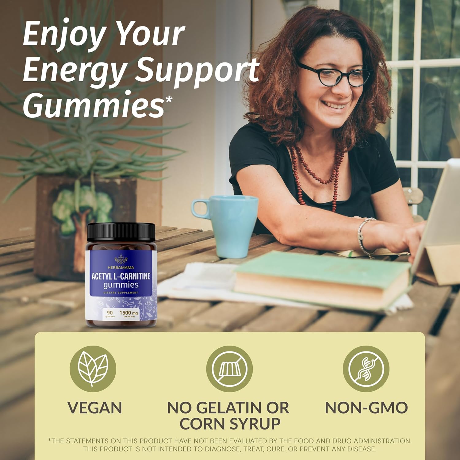 Vegan L-Carnitine and CoQ10 Gummy Bundle - 1500mg Acetyl L-Carnitine & 200mg Coenzyme Q10 - Non-GMO, Gelatin-Free - 2 Pack