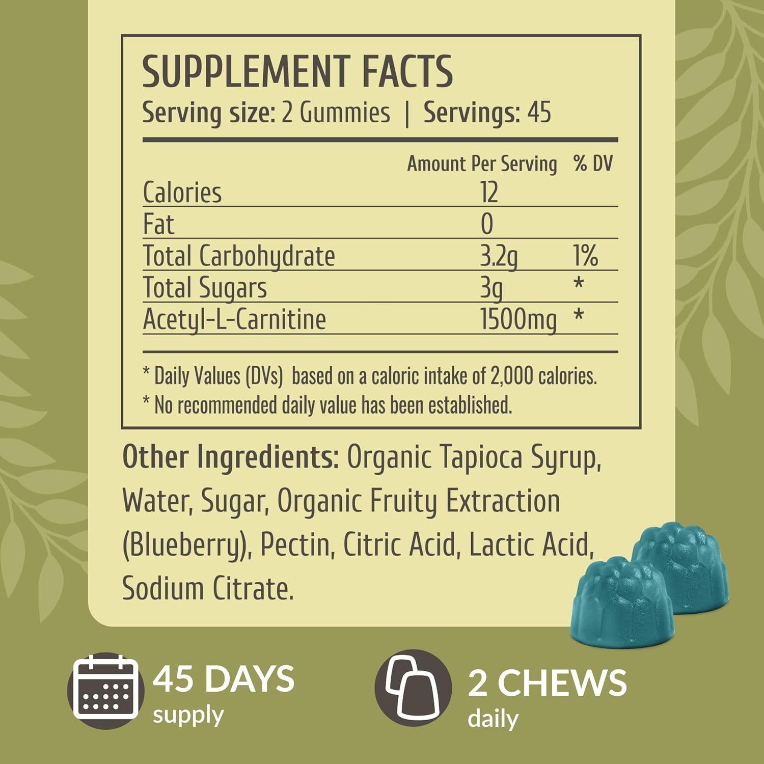 Vegan L-Carnitine and CoQ10 Gummy Bundle - 1500mg Acetyl L-Carnitine & 200mg Coenzyme Q10 - Non-GMO, Gelatin-Free - 2 Pack