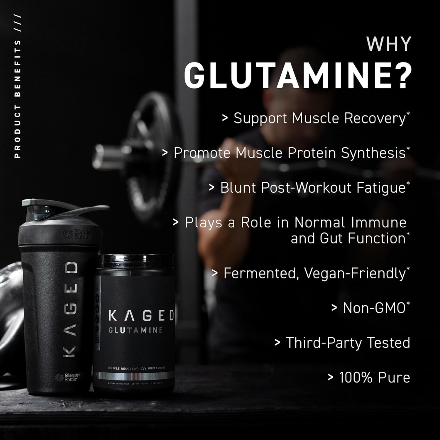 Vegan L-Glutamine Powder for Muscle Recovery, Post-Workout Support - 500g, Unflavored, Banned-Substance Free - 100 Servings
