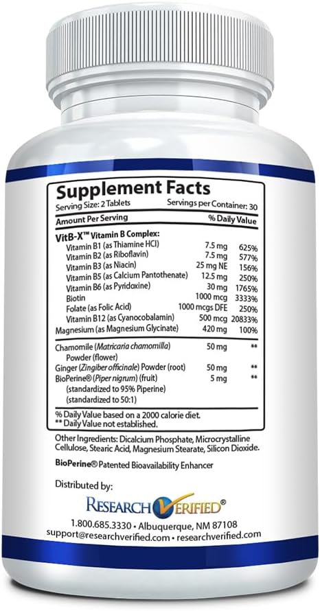 Vegan Leg Cramp Supplement with Magnesium, B Vitamins, Ginger, Chamomile, BioPerine - Circulation Support - 1 Month Supply