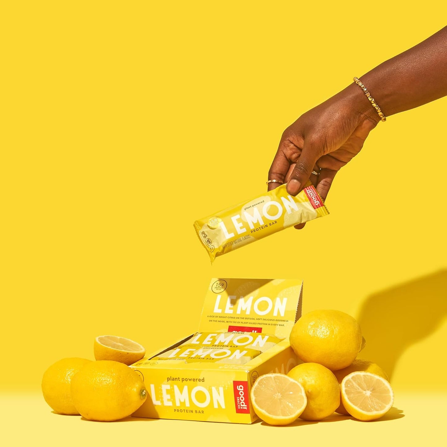 Vegan Lemon Protein Bars - Gluten-Free, Plant Based, Low Sugar, Kosher, Soy Free, Non GMO - 15g Protein (12 Bars)