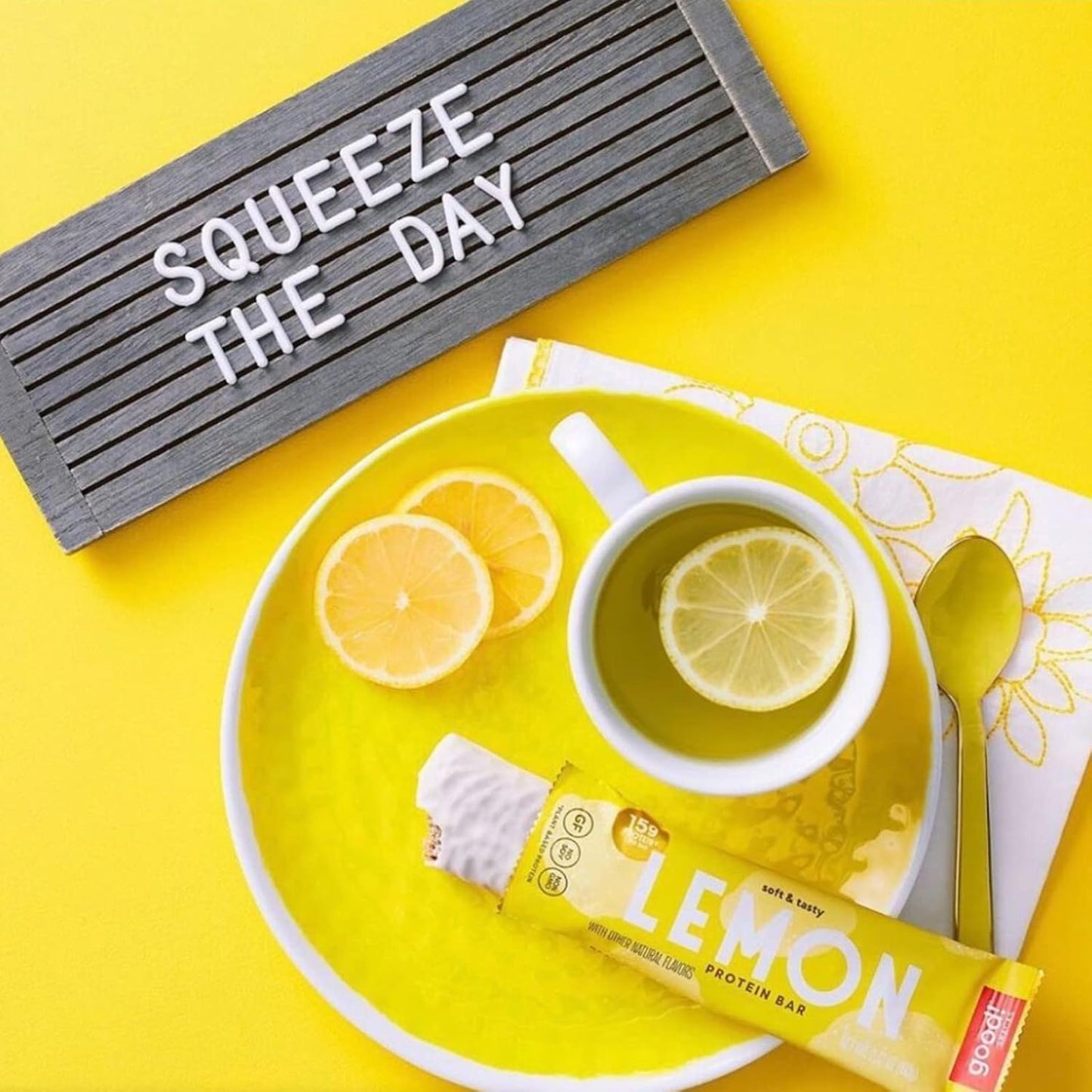 Vegan Lemon Protein Bars - Gluten-Free, Plant Based, Low Sugar, Kosher, Soy Free, Non GMO - 15g Protein (12 Bars)
