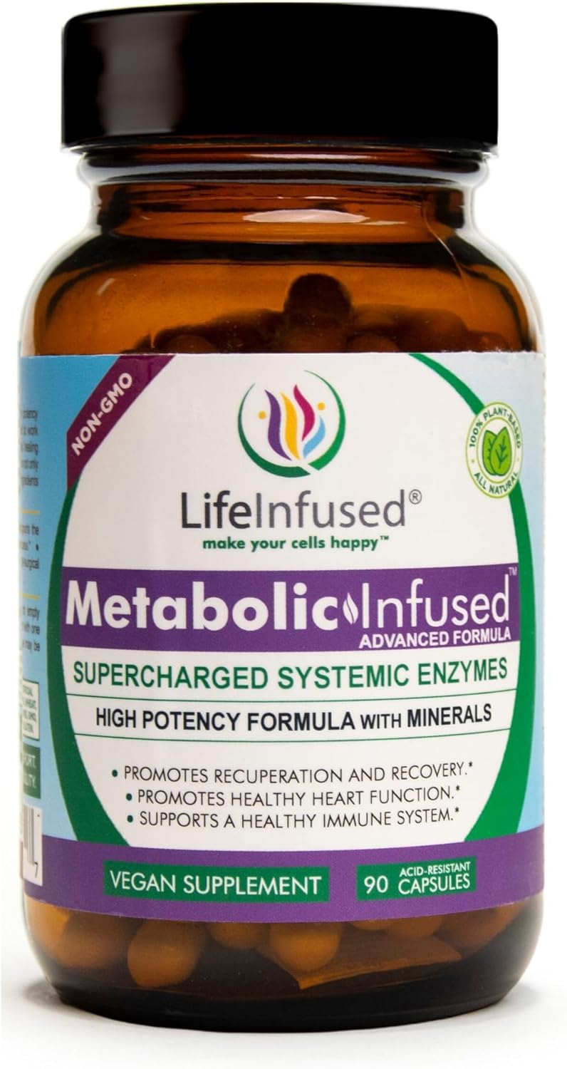 Vegan Life Infused Metabolic Support with 11 Enzymes & 72 Minerals for Immune Health - 90 Servings