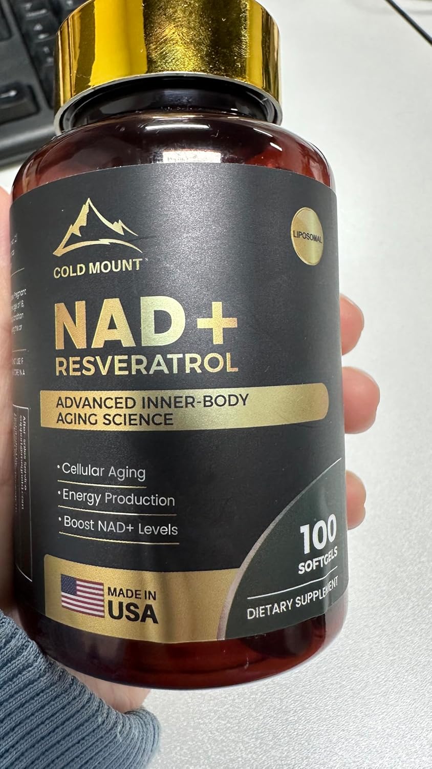 Vegan Liposomal NAD+ Supplement with Trans Resveratrol - Boost Energy & Anti-Aging - 1200mg, 100 Softgels