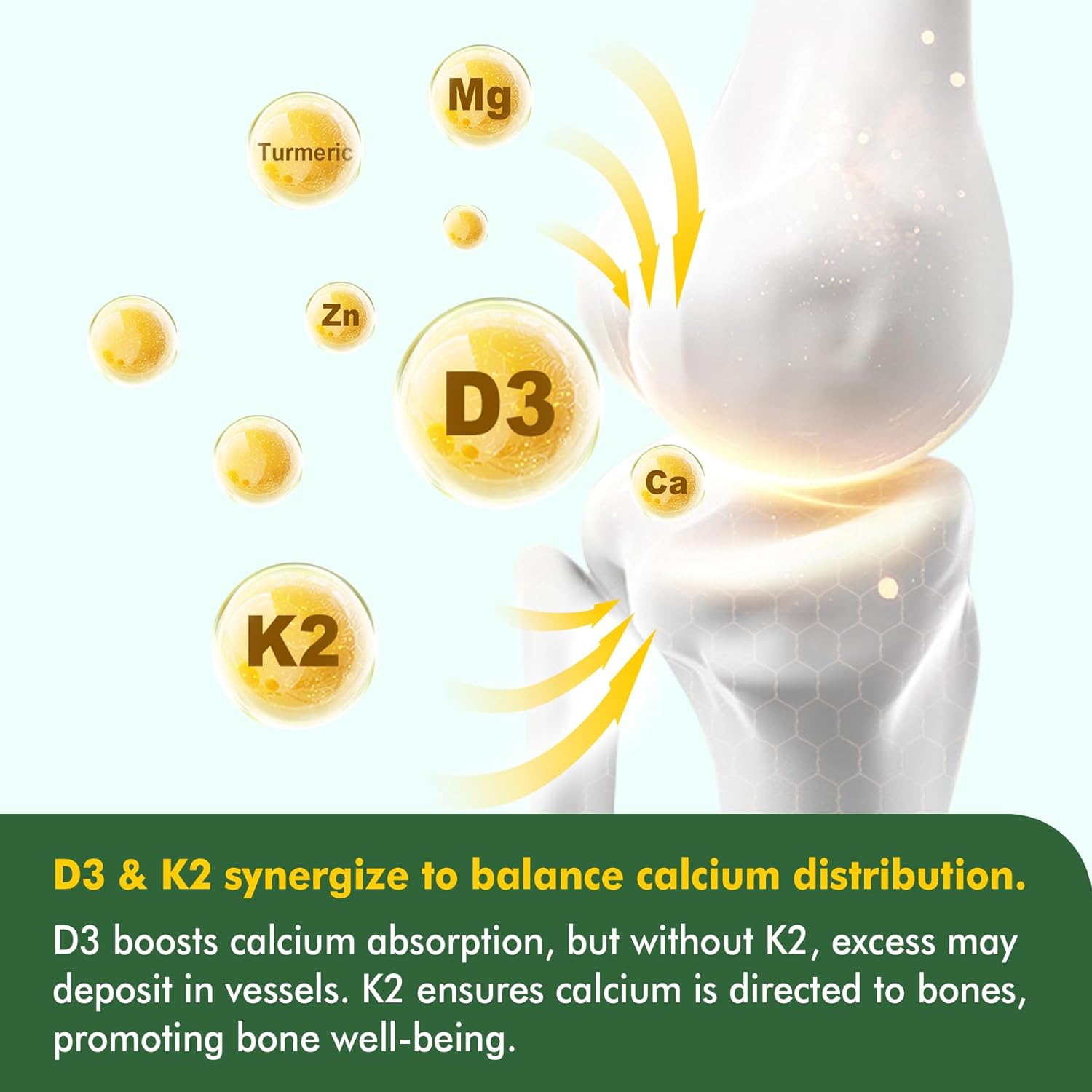 Vegan Liposomal Vitamin D3 with K2, Turmeric, MCT Oil, Magnesium & Zinc - 120 Capsules for Bone Health & Immune Support