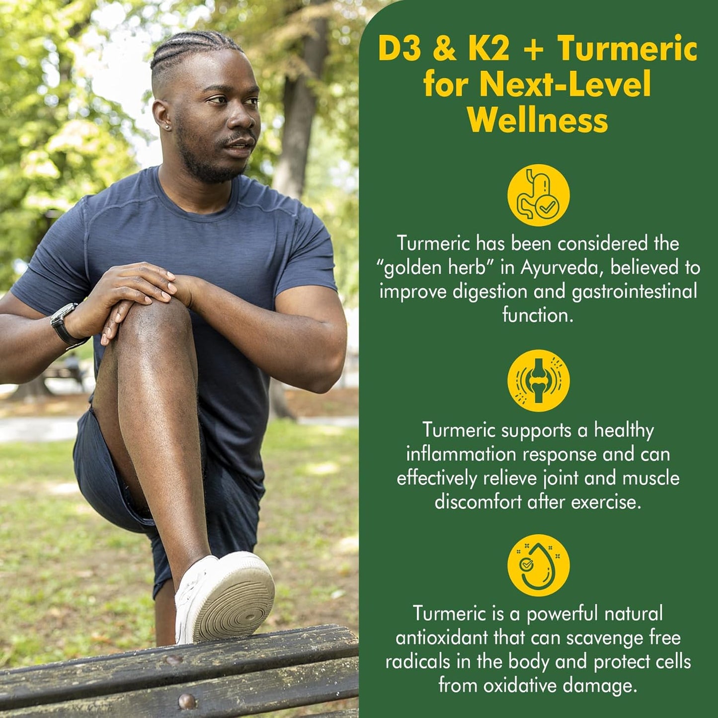 Vegan Liposomal Vitamin D3 with K2, Turmeric, MCT Oil, Magnesium & Zinc - 120 Capsules for Bone Health & Immune Support