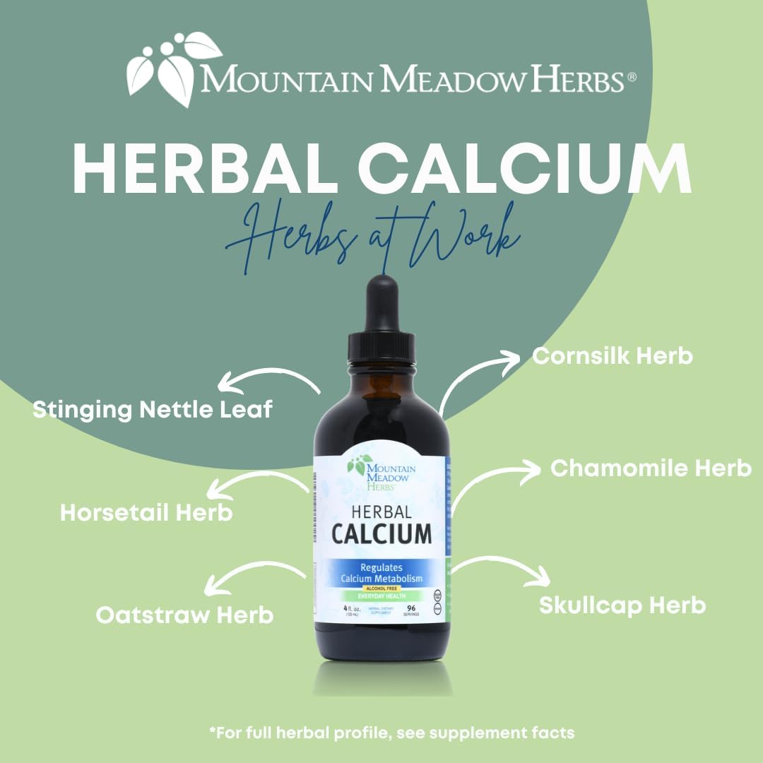 Vegan Liquid Calcium Supplement for Strong Bones & Teeth - 4 Oz - Mountain Meadow Herbs Herbal Calcium