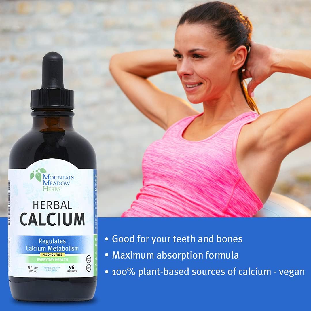 Vegan Liquid Calcium Supplement for Strong Bones & Teeth - 4 Oz - Mountain Meadow Herbs Herbal Calcium