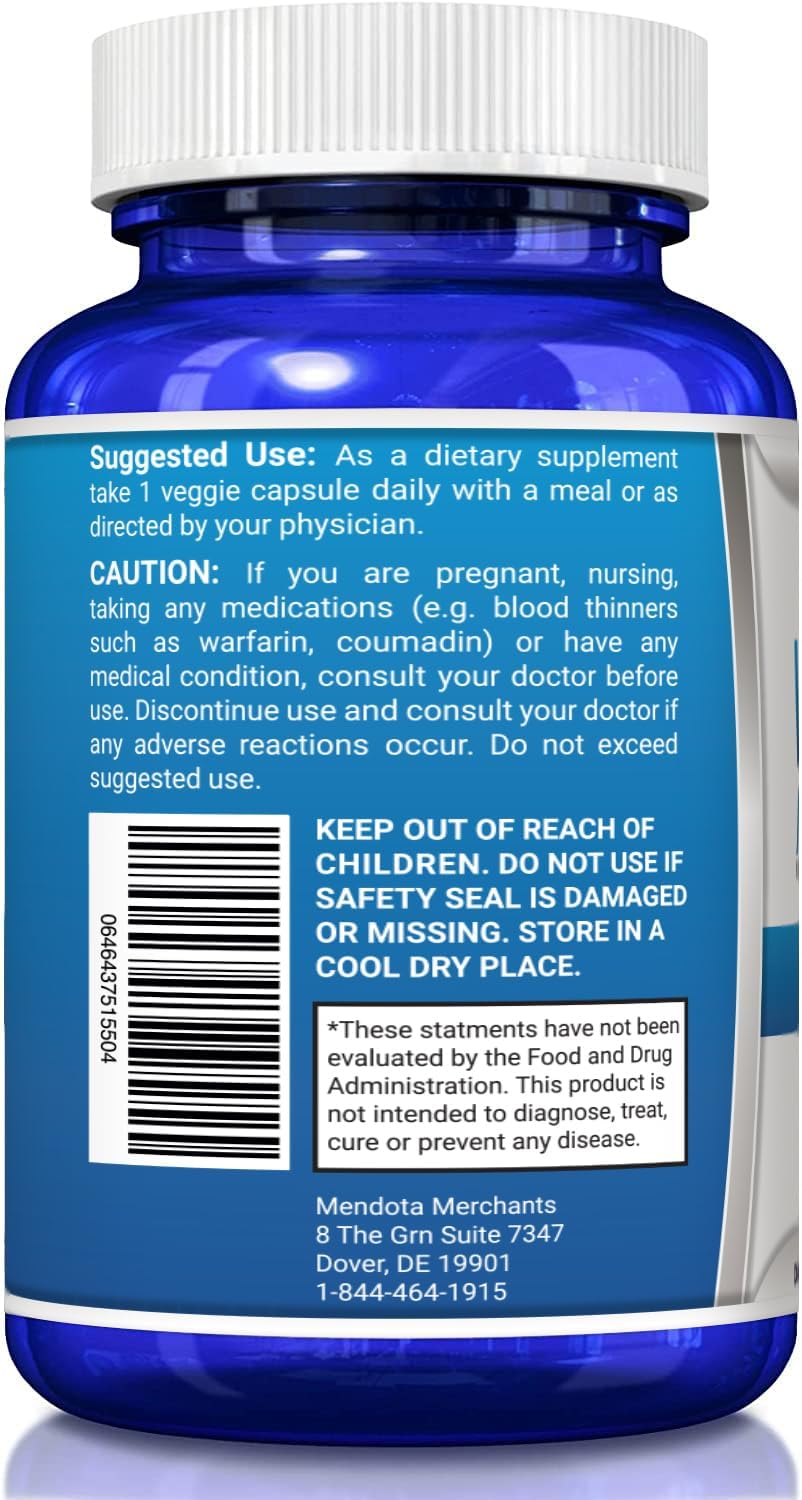 Vegan Liquid Capsules with Coconut Oil for Superior Absorption, 100 mcg of Vitamin K2 MK7 (MenaQ7) Dietary Supplement for Bone Health in Adults