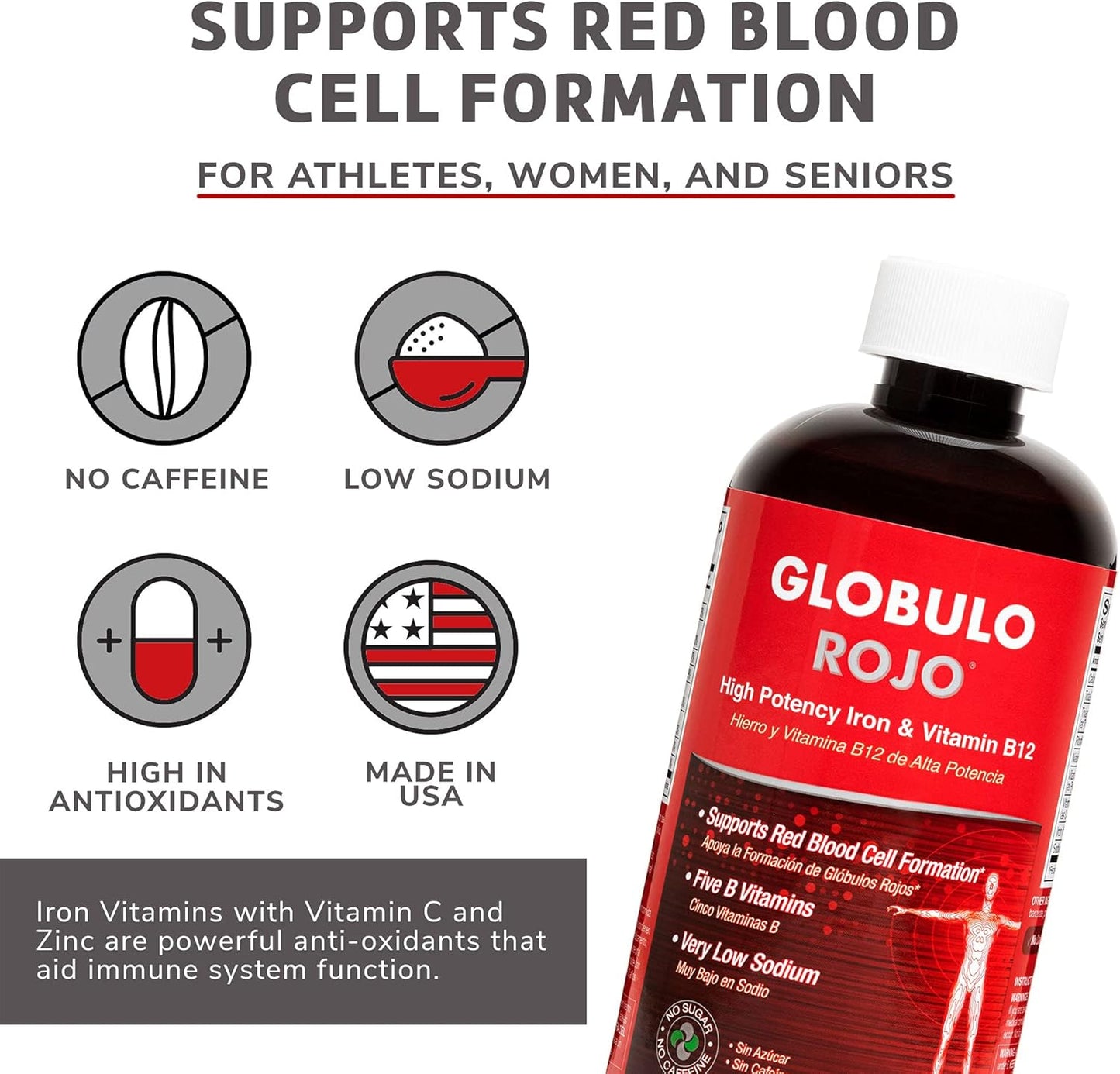 Vegan Liquid Iron Supplement with High Potency Iron & B Vitamins, 16 fl oz