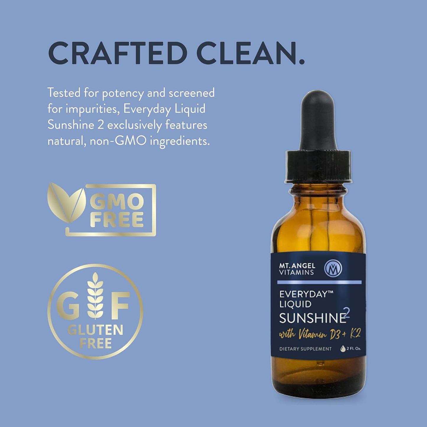 Vegan Liquid Vitamin D3 & K2 Supplement - 5000 IU D3, Trans MK7 K2 - Gluten-Free, Non-GMO - Ideal for Adults & Kids - Daily Sunshine Boost