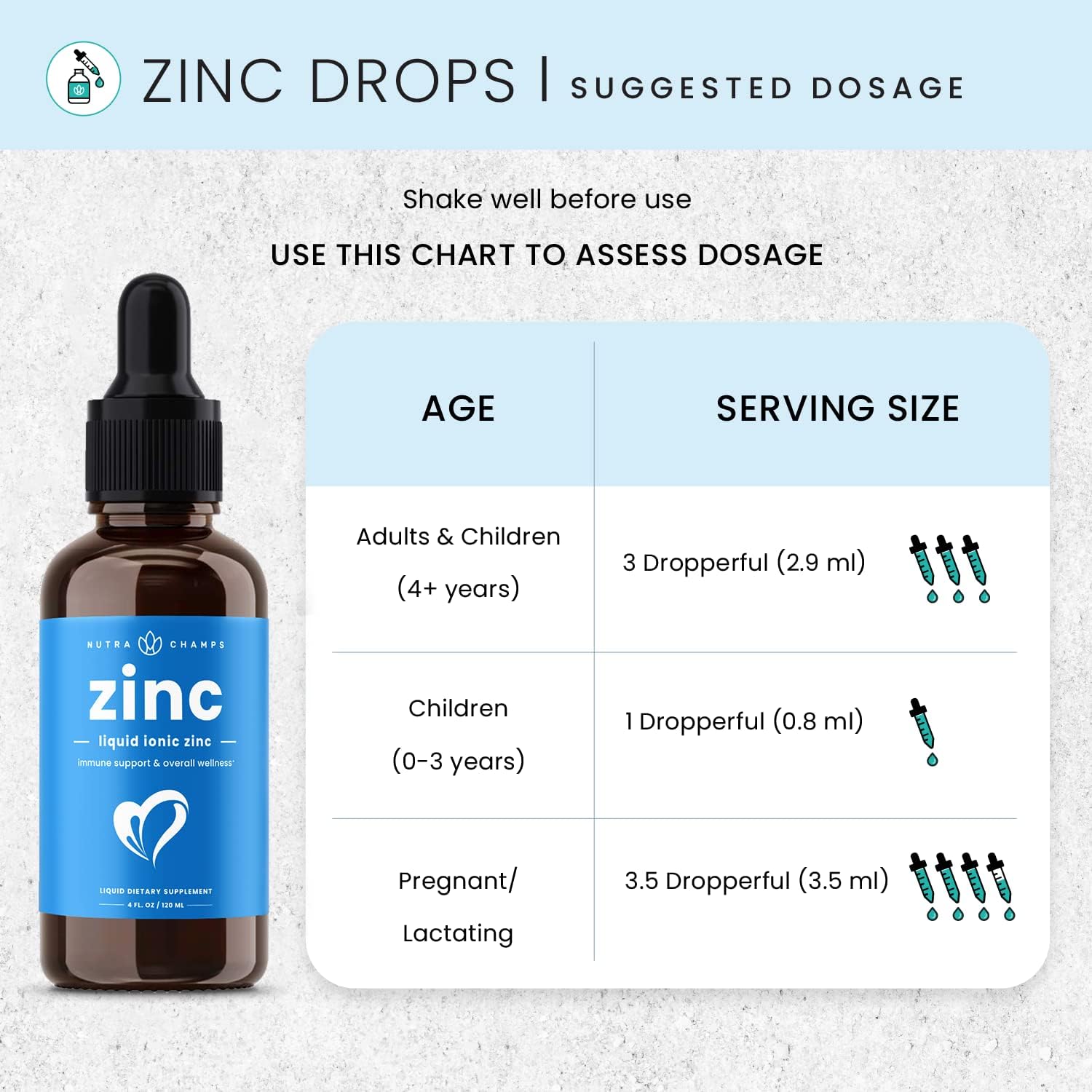 Vegan Liquid Zinc Drops with Vitamin C for Immune Support - 4 oz Sugar-Free Supplement for Kids & Adults