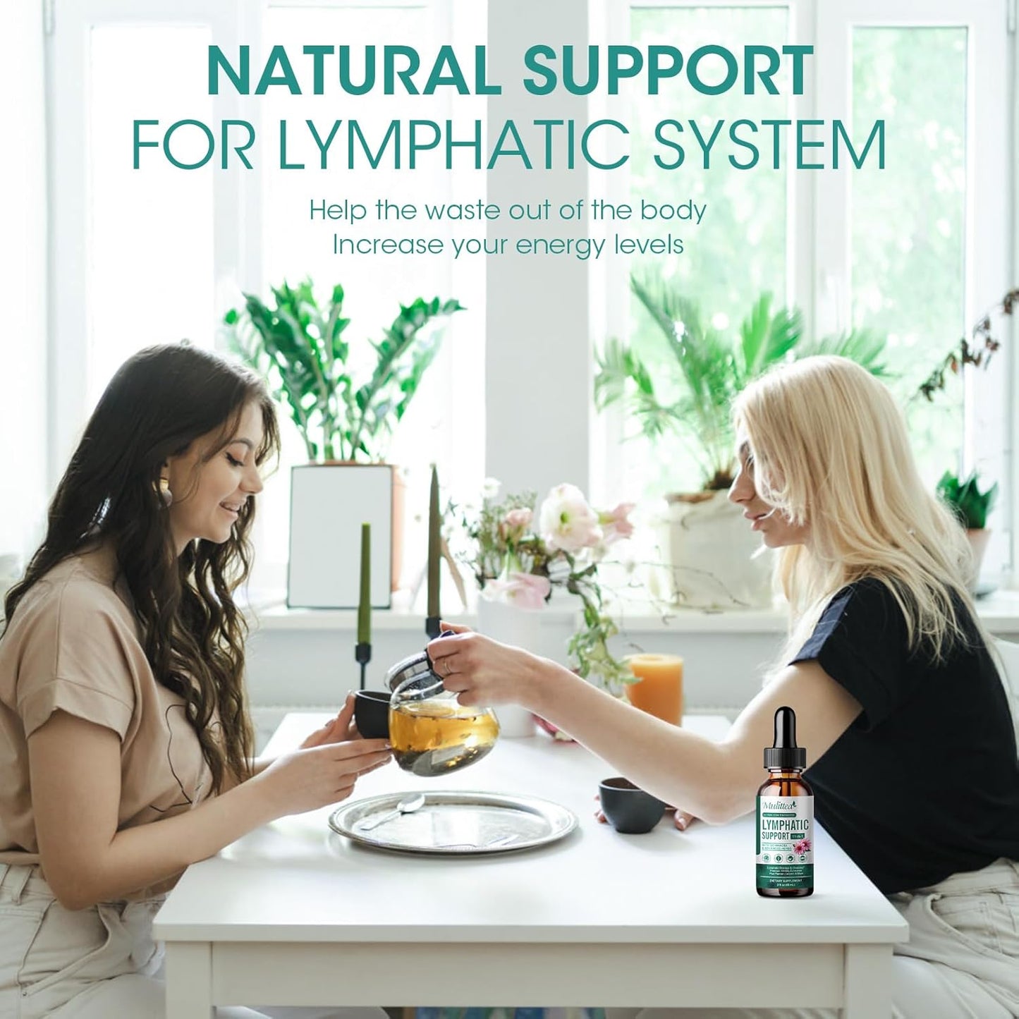 Vegan Lymphatic Drainage Drops with 11 Supplements for Lymph System Support - Detox Cleanse - Non-GMO - 2 fl oz - 60 Servings - 2 Pack