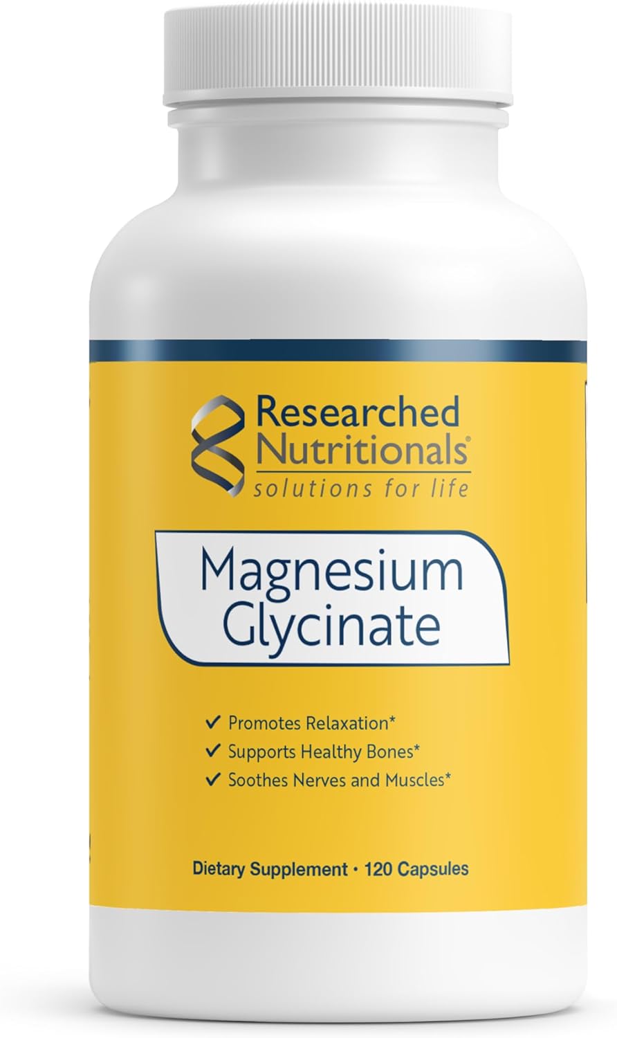Vegan Magnesium Glycinate Capsules for Bone Health & Energy - High Absorption 125mg Supplement - Non-GMO (120 Capsules)
