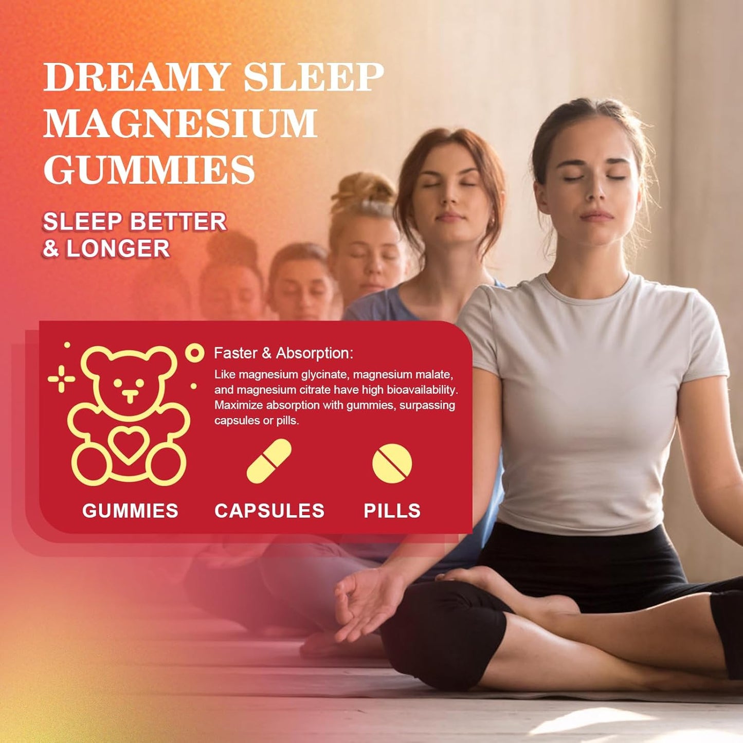 Vegan Magnesium Glycinate Gummies with 600mg Complex, Potassium & Raspberry Flavor - Supports Energy, Night & Joint Health - 60 Count