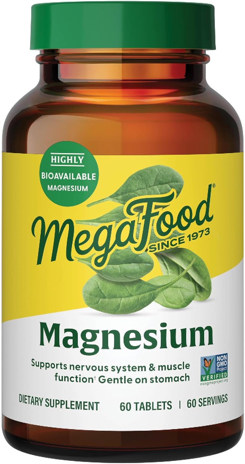 Vegan Magnesium Glycinate Supplement for Heart & Nervous System - Non-GMO, Gluten-Free, Kosher - 60 Tablets