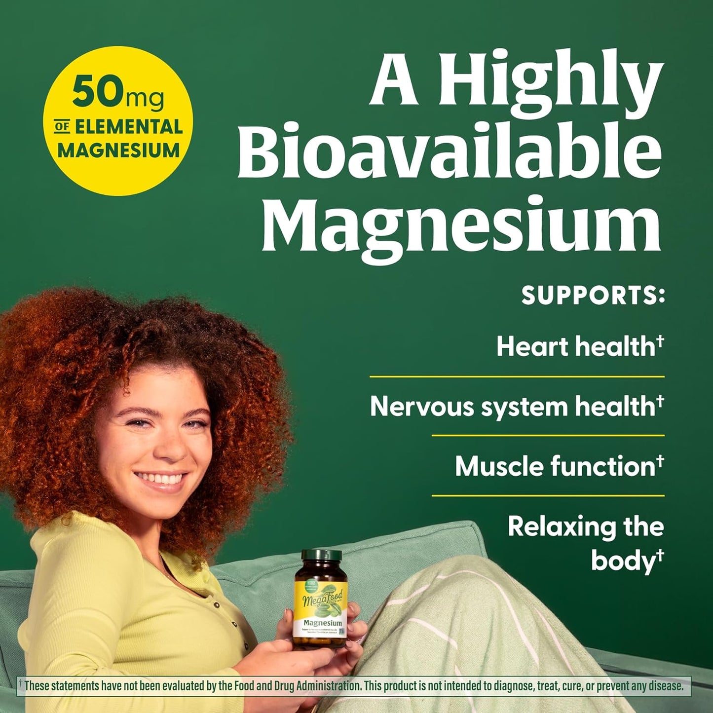 Vegan Magnesium Glycinate Supplement for Heart & Nervous System - Non-GMO, Gluten-Free, Kosher - 60 Tablets